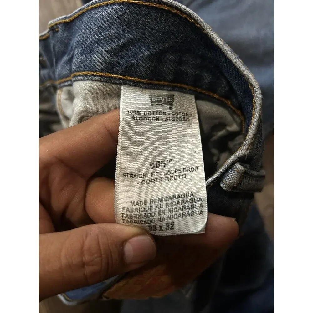 Levi's 505‎ Jeans Mens 33x32 Blue Straight Leg Regular Fit Med Wash Denim Pants